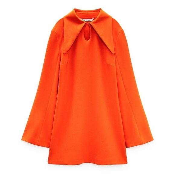 ZARA Tied Neon Orange Mini Dress BNWT - Picture 8 of 8